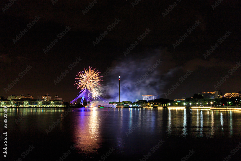 Fireworks during Floria Festival in Putrajaya