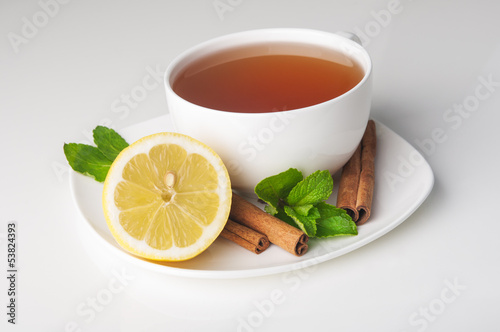 Cup of tea with lemon