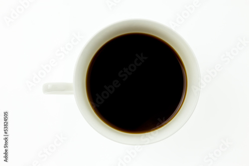 Top view Espresso In Cup On white Background
