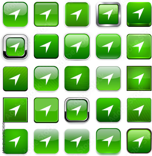 Square green gps icons.