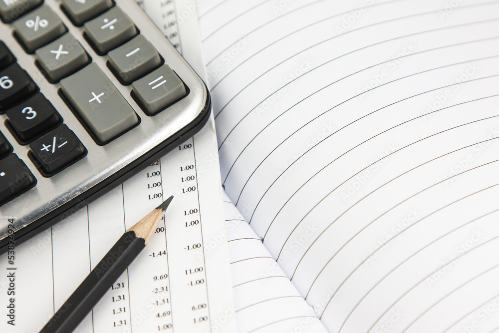 Document,calculator and pencil Document,calculator and pencil