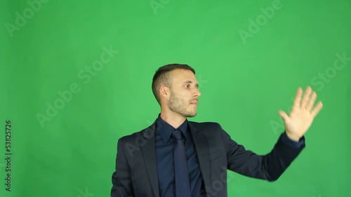 businessman shows new technologies