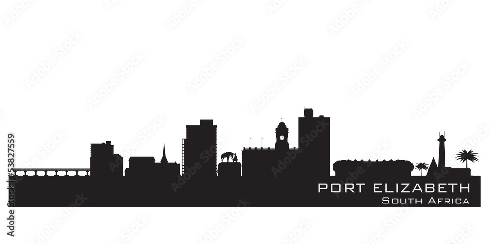 Port Elizabeth South Africa skyline Detailed vector silhouette