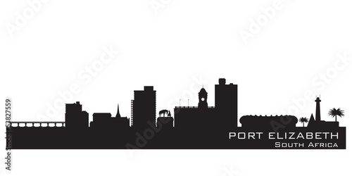 Port Elizabeth South Africa skyline Detailed vector silhouette