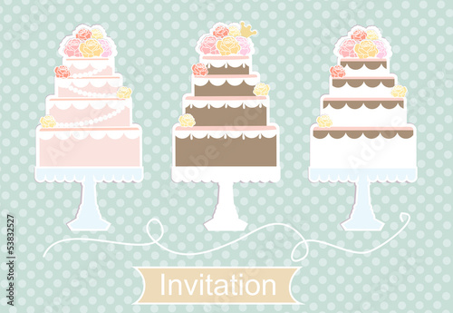 Invitation design with decorative cakes