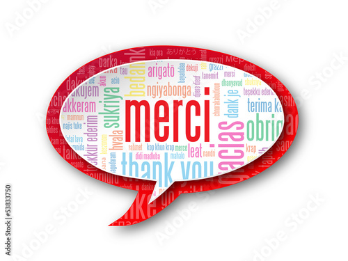 Carte "MERCI" (message icône bulle joie thank you danke gracias)