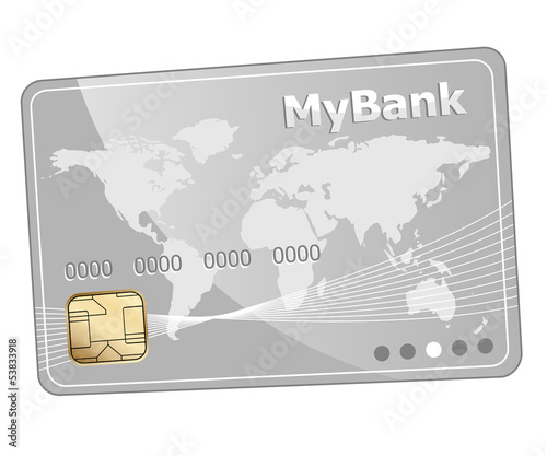 Credit plastic bank card icon, isolated on white.