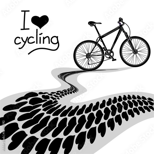 Illustration of bicycle and heart track