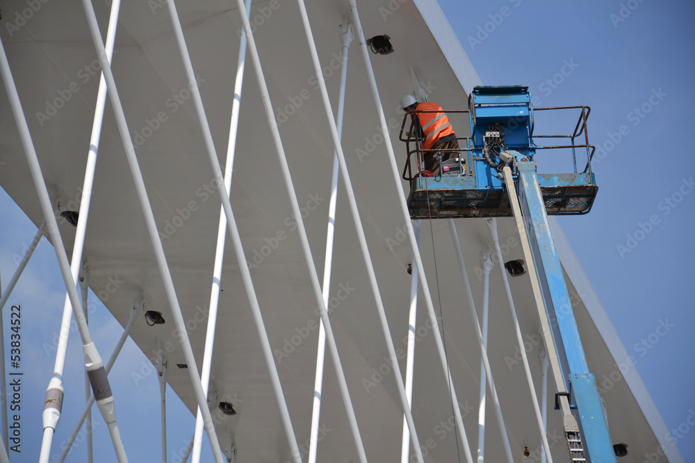 Fototapeta premium Lifting platforms on Troja bridge