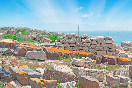 Tharros ruins and blue sea