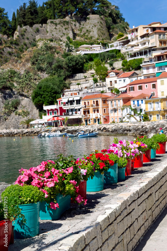 Flower pot with sea in background