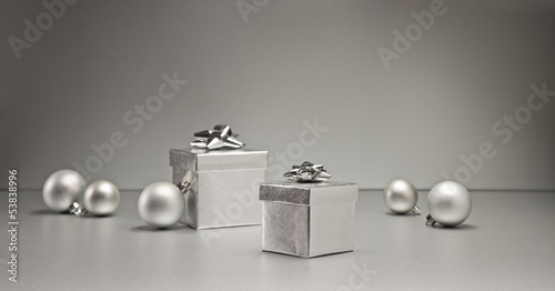 Silver bauble and present