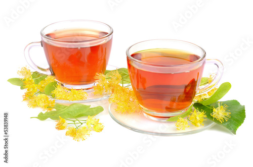 Linden tea in cups
