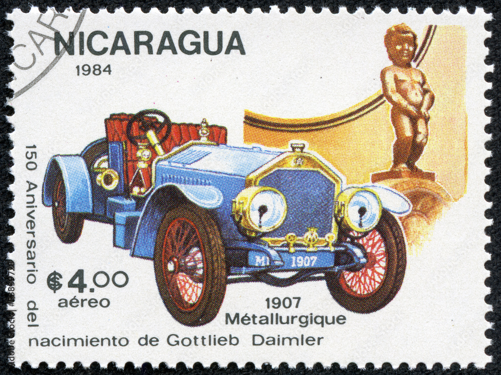 stamp printed in Nicaragua shows ford, 1903
