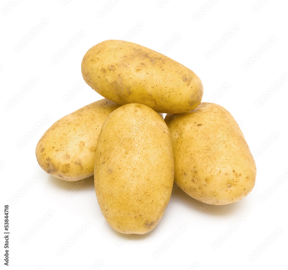 Potatoes close-up on white background Potatoes close-up on white background