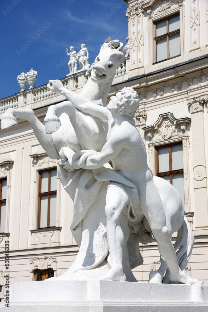 Statue at the Baroque castle Belvedere in Vienna, Austria