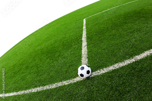 soccer ball on green grass field isolated © tungphoto