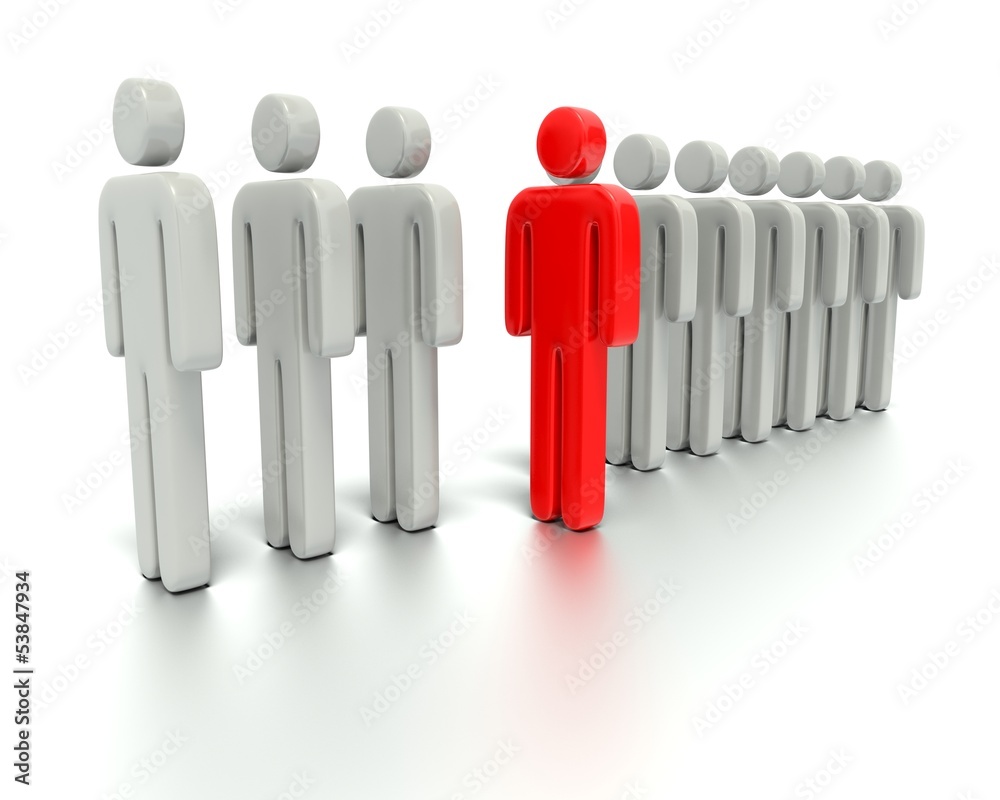 Leader in front of a group people. Leader in front of a group people.