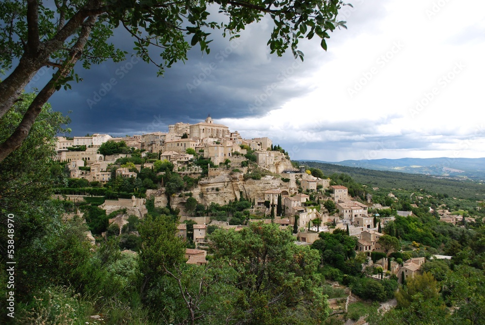 Landscape of Gordes village and countryside, Provence, France