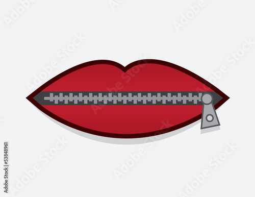 Large red lips with closed zipper