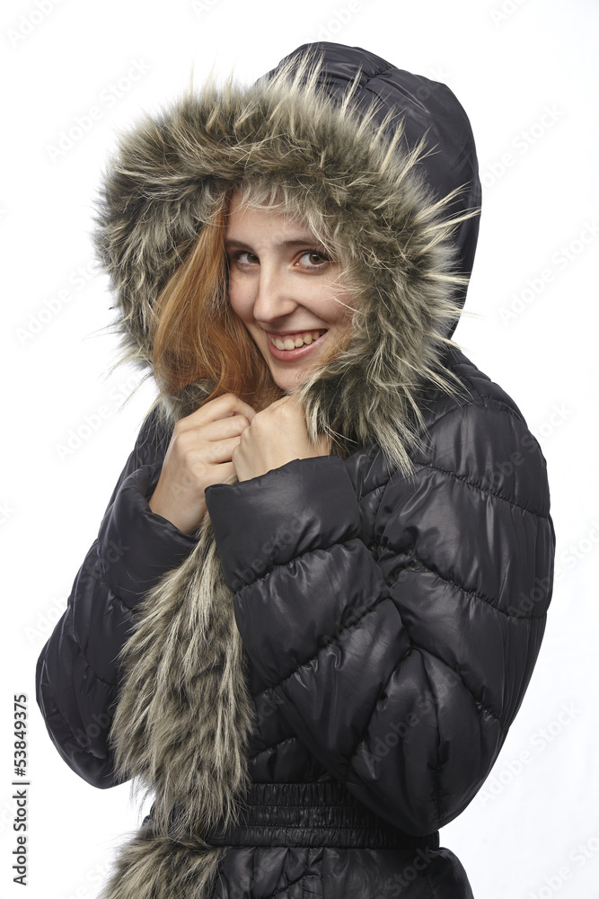 Frau mit Winterjacke Frau mit Winterjacke