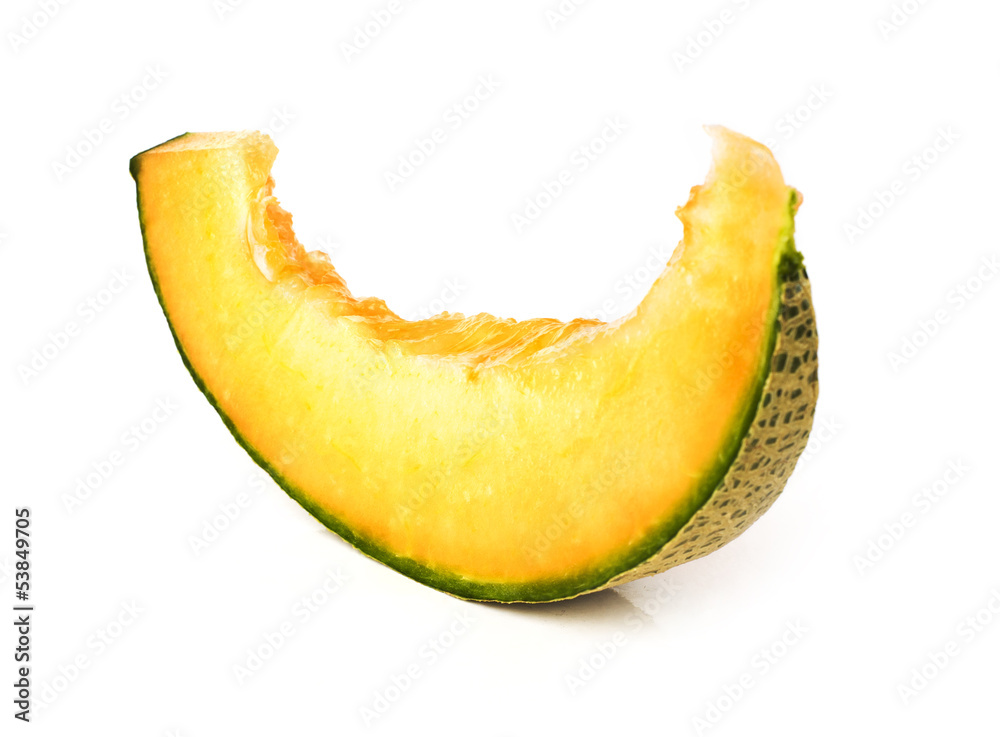 Slice of cantaloupe melon isolated