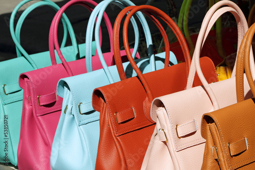 colorful leather handbags collection on florentine market