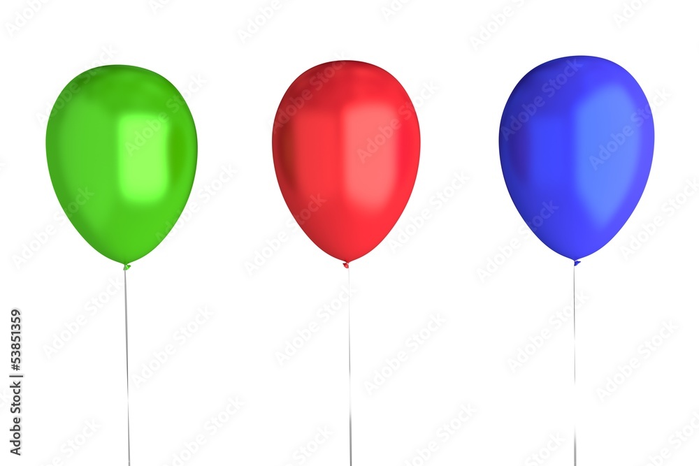 3 Balloons (Green, Red, Blue)
