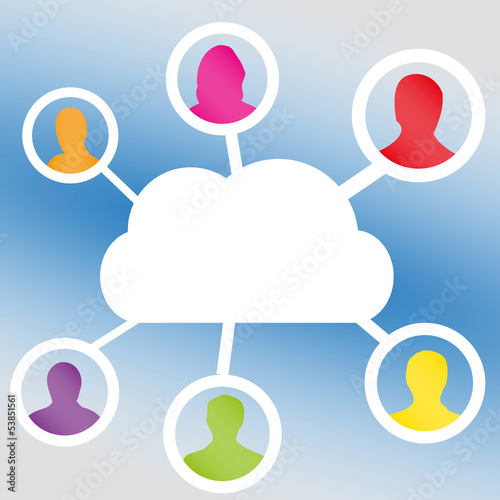 People connected by cloud system
