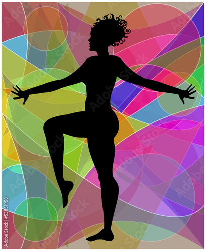 silhouette di donna che fa ginnastica su sfondo astratto