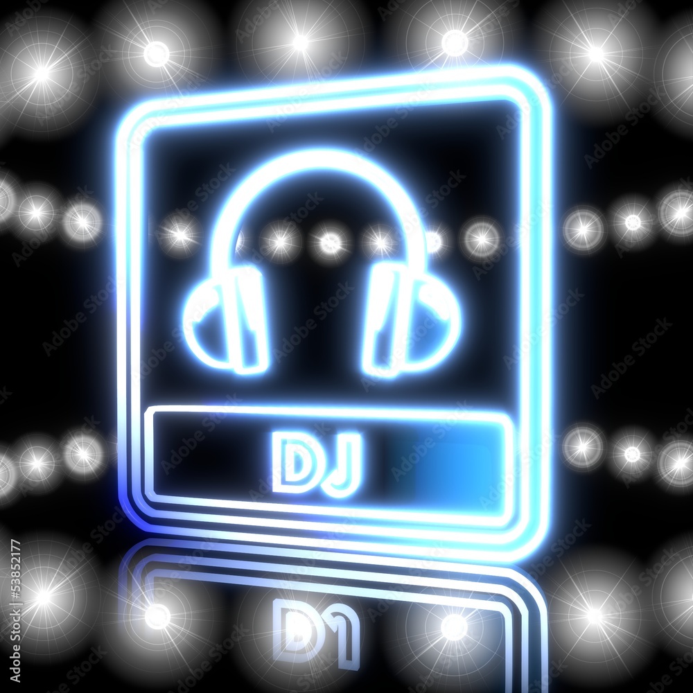 Illustration of a glowing dj icon with shining effect lights Illustration of a glowing dj icon with shining effect lights
