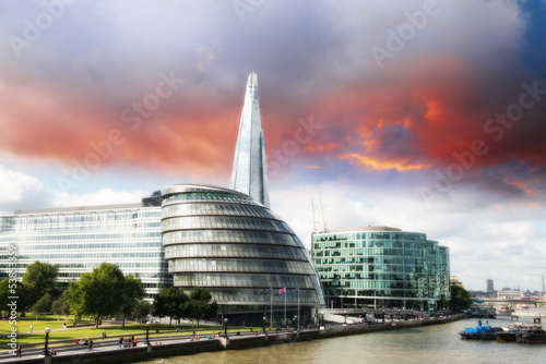 New London city hall with Thames river, panoramic view from Towe © jovannig
