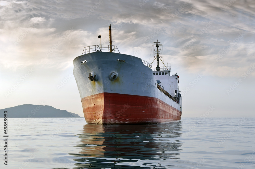 cargo ship at sea