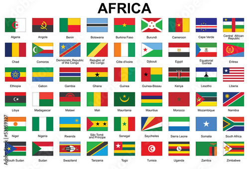 set of buttons with flags of Africa