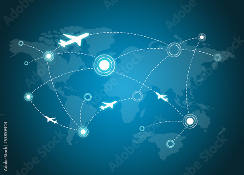 Airplane Routes on world map