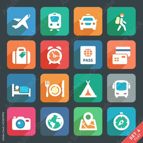 Traveling and transport Flat icons for Web and Mobile App