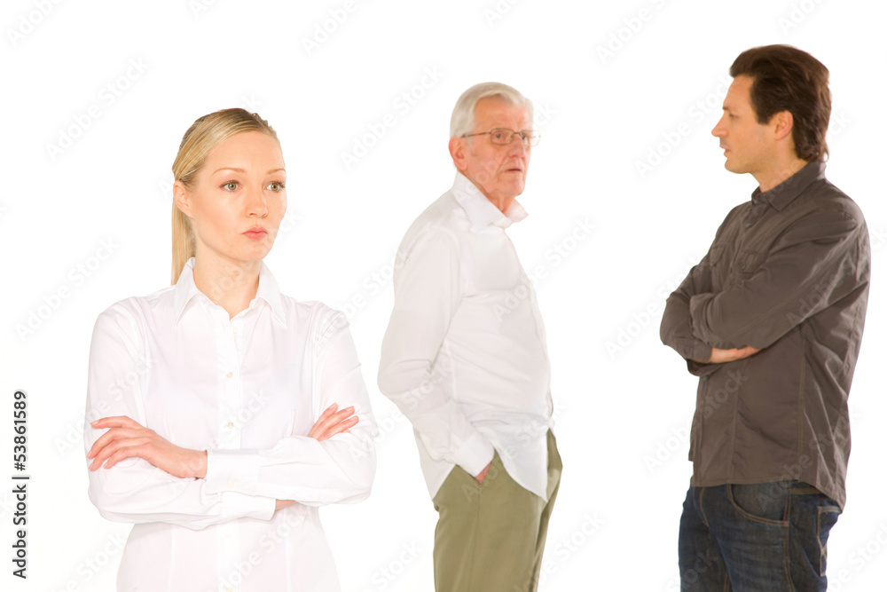husband wife father in law standing on white background husband wife father in law standing on white background
