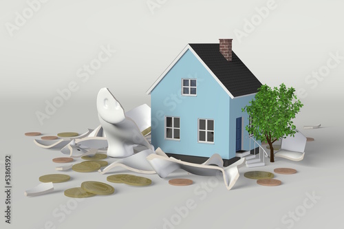 Piggy bank - broken pig with house