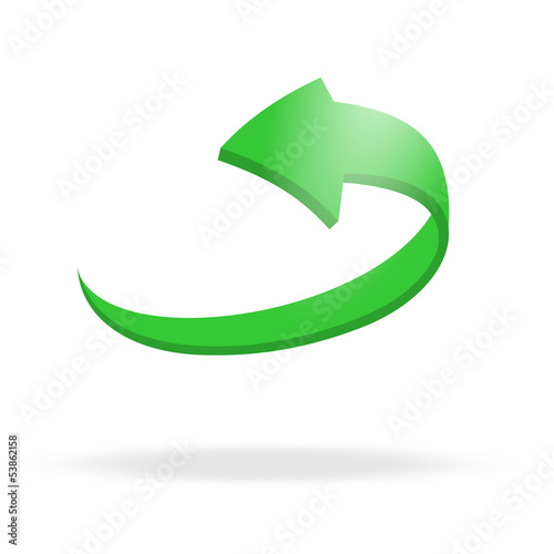 3d circular green arrow and bright