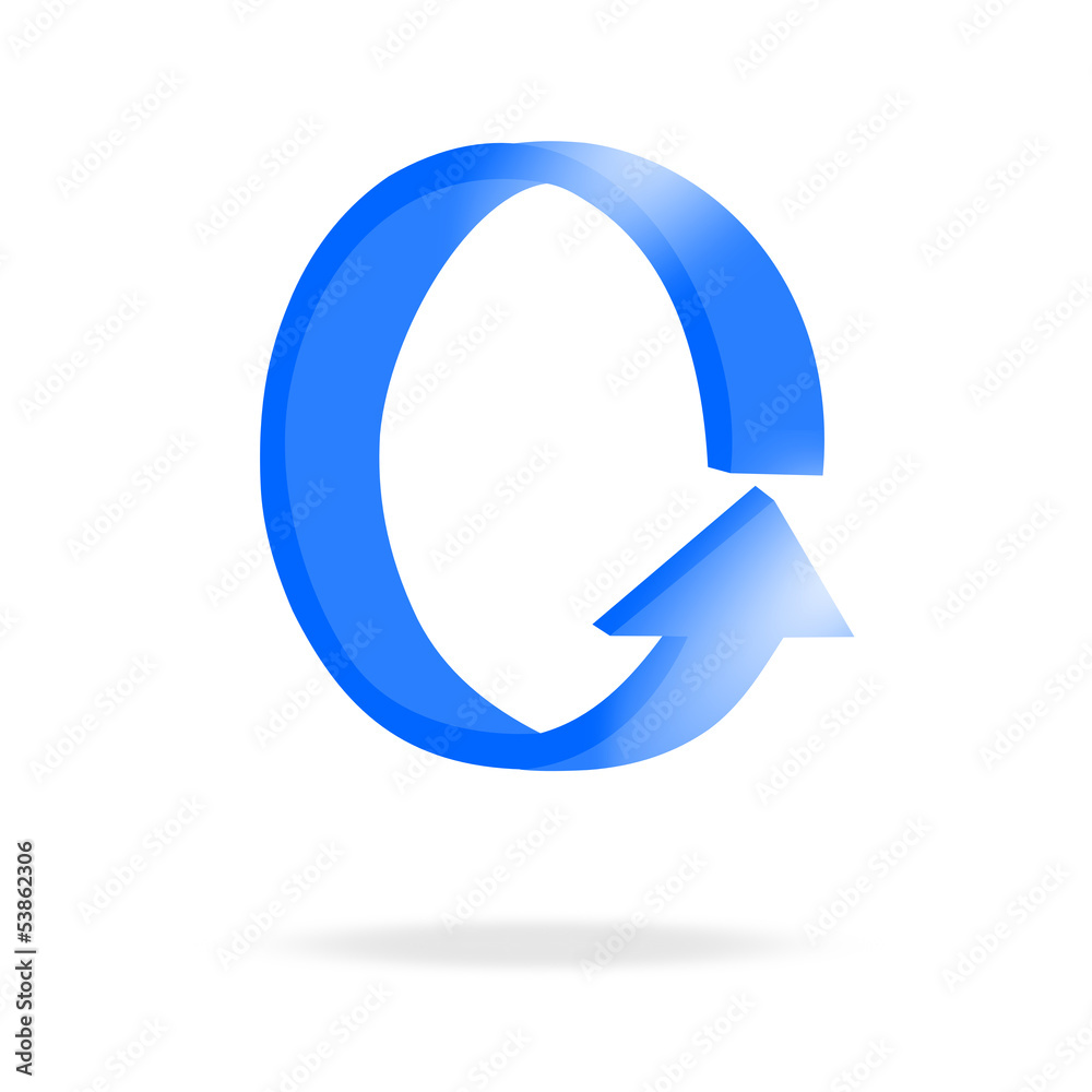3d circular blue arrow or recycling and bright 3d circular blue arrow or recycling and bright