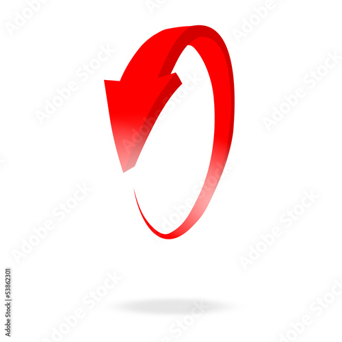 3d circular red arrow and bright