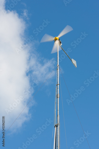 Handmade wind generator with turning blades