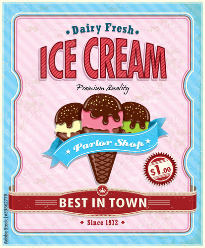 Vintage ICE CREAM poster design