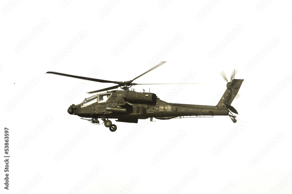 Fototapeta premium Apache Helicopter Over White