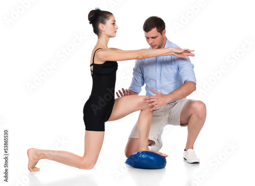 Physiotherapist treating patient