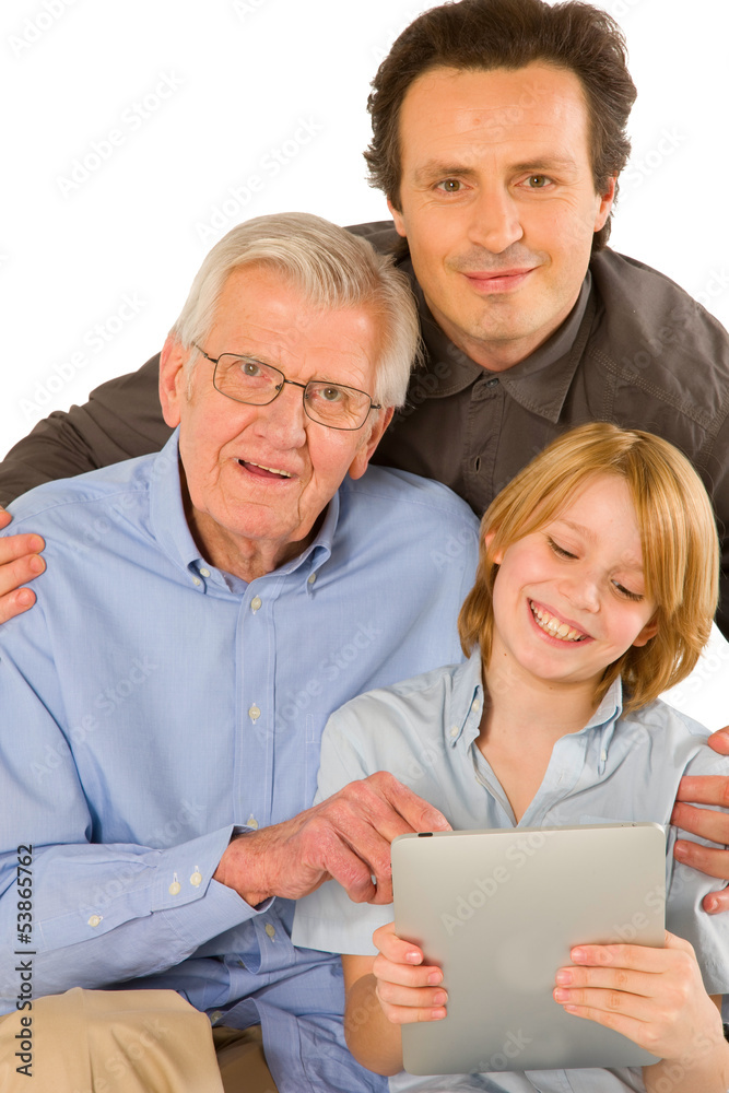 family using pc tablet family using pc tablet
