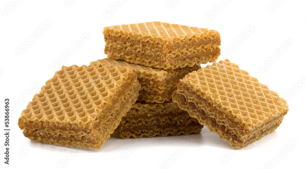 Wafers or honeycomb waffles isolated on white background Wafers or honeycomb waffles isolated on white background