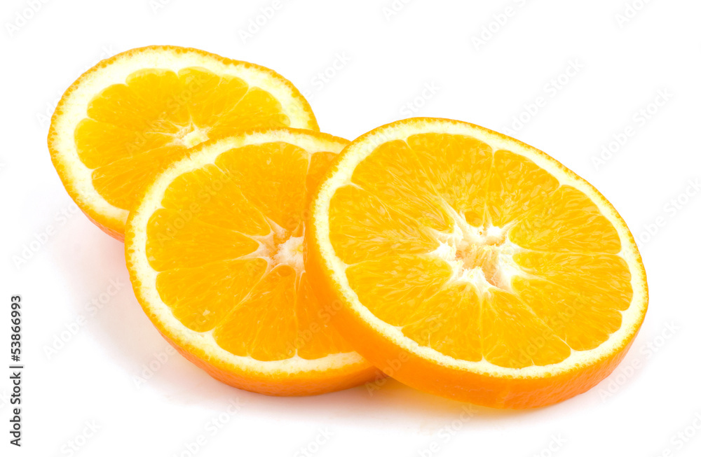 Orange fruit slice on white background Orange fruit slice on white background