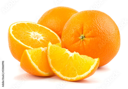 Orange fruit slice on white background