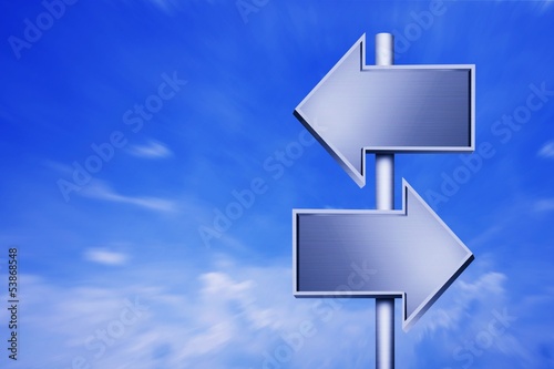 Empty signposts with bright blue sky III
